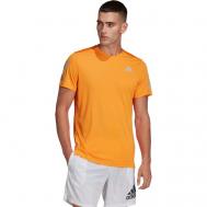 Беговая футболка , силуэт полуприлегающий, дополнительная вентиляция, размер S, оранжевый, желтый Adidas