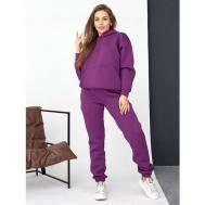Костюм , худи и брюки, спортивный стиль, оверсайз, утепленный, карманы, размер 54, фиолетовый Промдизайн