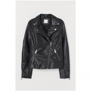 Кожаная куртка  , размер 4, черный H&M