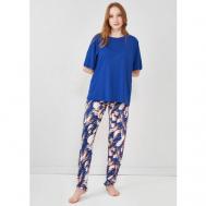 Пижама , короткий рукав, без карманов, размер 50/52, голубой Relax Mode