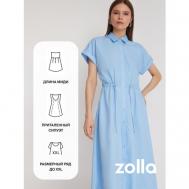 Платье-рубашка , повседневное, прилегающее, миди, размер L, голубой ZOLLA