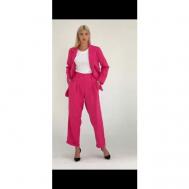 Костюм, жакет и брюки, классический стиль, свободный силуэт, размер 42, розовый GULJAN