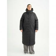 Пальто  , демисезон/зима, оверсайз, удлиненное, размер 54, черный Modress