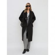 Пальто-реглан  , оверсайз, удлиненное, размер 42, черный Olya Stoforandova