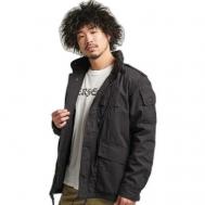 куртка-рубашка , демисезон/лето, регулируемые манжеты, карманы, подкладка, капюшон, размер S (46), черный Superdry