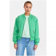 куртка  , демисезон/лето, силуэт свободный, пояс на резинке, без капюшона, карманы, манжеты, размер XL, зеленый NUMPH