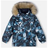 Куртка , демисезон/зима, съемный капюшон, регулируемый капюшон, манжеты, карманы, мембрана, съемный мех, размер 110, синий Reima