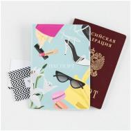 Обложка для паспорта MVA, мультиколор, голубой Сима-ленд