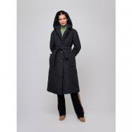 куртка  , демисезон/зима, силуэт прямой, карманы, пояс/ремень, капюшон, размер 40 Dixi-Coat