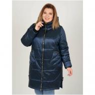 куртка   зимняя, силуэт полуприлегающий, стеганая, размер 64, синий Karmelstyle