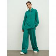 Рубашка  , классический стиль, свободный силуэт, длинный рукав, карманы, размер 44, зеленый Uniize