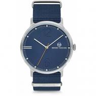 Наручные часы  Наручные часы  кварцевые, со сменным ремешком/бласлетом, серебряный, синий Sergio Tacchini