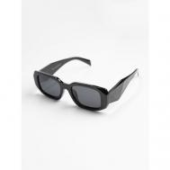Солнцезащитные очки , прямоугольные, оправа: пластик, поляризационные, зеркальные, для женщин, черный Barletta