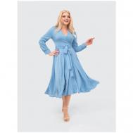 Платье с запахом , повседневное, полуприлегающее, макси, размер 52, голубой HappyFox
