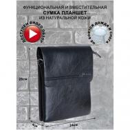 Сумка  планшет  повседневная, внутренний карман, регулируемый ремень, черный The Golden Tenet