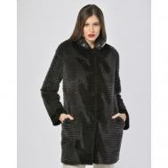 Пальто , бобр, силуэт прямой, размер XL, серый Symetrie Paris