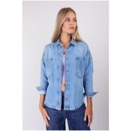 Рубашка  , повседневный стиль, оверсайз, карманы, однотонная, размер L BLUE FIRE Co.