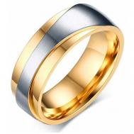Кольцо помолвочное , нержавеющая сталь, подарочная упаковка, размер 21, серебряный, золотой TASYAS