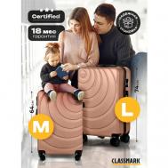 Комплект чемоданов , 2 шт., полипропилен, резина, ABS-пластик, рифленая поверхность, износостойкий, водонепроницаемый, 160 л, размер M/L, розовый Classmark