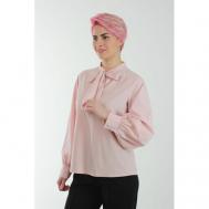 Блуза , нарядный стиль, длинный рукав, размер 42, розовый EMAN