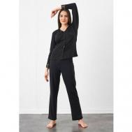Пижама , брюки, рубашка, длинный рукав, размер 44/46, черный Relax Mode