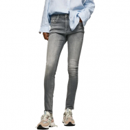 Джинсы скинни  , прилегающие, завышенная посадка, стрейч, размер 28/32, серый Pepe Jeans