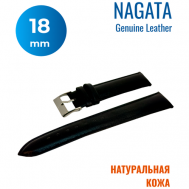 Ремешок , фактура гладкая, матовая, диаметр шпильки 1.5 мм, размер 18мм, черный Nagata