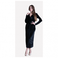 Платье с запахом , полуприлегающее, миди, размер 44/46, черный MARUD