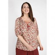 Блуза , повседневный стиль, флористический принт, размер 48, бежевый, коричневый Sarah Morenberg