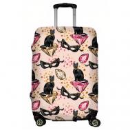 Чехол для чемодана , размер S, черный, розовый LeJoy