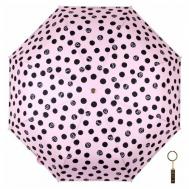 Зонт , автомат, 3 сложения, купол 116 см., 8 спиц, система «антиветер», чехол в комплекте, для женщин, розовый, черный Flioraj