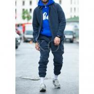 Костюм , толстовка и брюки, спортивный стиль, оверсайз, утепленный, размер 4XL, синий SKOS Fashion