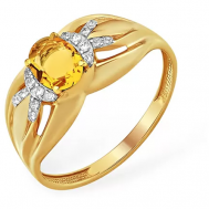 Кольцо АЙМИЛА красное золото, 585 проба, цитрин, размер 17.5, золотой, желтый Аймила
