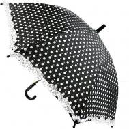 Зонт-трость , полуавтомат, купол 84 см., система «антиветер», для девочек, черный Meddo
