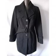 Пальто  демисезонное, шерсть, размер 46/170, черный сантана