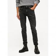 Джинсы зауженные , полуприлегающий силуэт, средняя посадка, стрейч, размер 34/32, черный Pepe Jeans