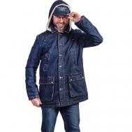 Джинсовая куртка , демисезон/зима, силуэт прямой, утепленная, размер XL, синий Montana