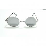 Солнцезащитные очки , круглые, оправа: металл, складные, с защитой от УФ, поляризационные, серебряный Polarized