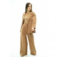 Костюм , жакет и брюки, классический стиль, свободный силуэт, карманы, подкладка, размер M, коричневый Saniatti