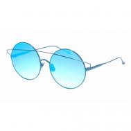 Солнцезащитные очки , круглые, оправа: металл, зеркальные, для женщин, синий FOR ART'S SAKE