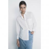 Блуза  , повседневный стиль, оверсайз, длинный рукав, манжеты, однотонная, размер L INT, белый BEFREE