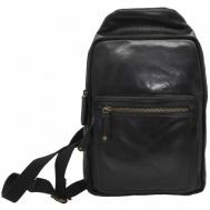 Рюкзак  слинг , натуральная кожа, внутренний карман, регулируемый ремень, черный Marta Ponti