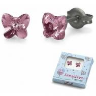 Серьги пусеты , кристаллы Swarovski, кристалл, хрусталь, розовый Oliver Weber Collection