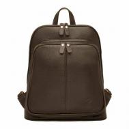 Рюкзак  планшет , натуральная кожа, вмещает А4, внутренний карман, регулируемый ремень, коричневый Lakestone
