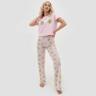 Пижама , футболка, брюки, размер 44/46, розовый Случай