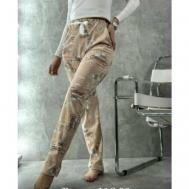 Легинсы , прилегающий силуэт, повседневный стиль, карманы, размер 48, бежевый Malvina