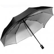 Зонт автомат, 3 сложения, купол 100 см., 9 спиц, система «антиветер», чехол в комплекте, черный, серый Royal Umbrella