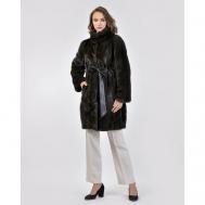 Пальто , норка, силуэт свободный, пояс/ремень, размер 40, коричневый Manakas Frankfurt