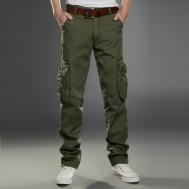Брюки  Мужские брюки летние с большими карманами Милитари цвет Олива зеленая, размер 50 (170-176), зеленый Kamukamu