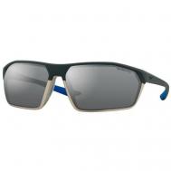 Солнцезащитные очки , прямоугольные, оправа: пластик, спортивные, ударопрочные, с защитой от УФ, зеркальные, серый Nike